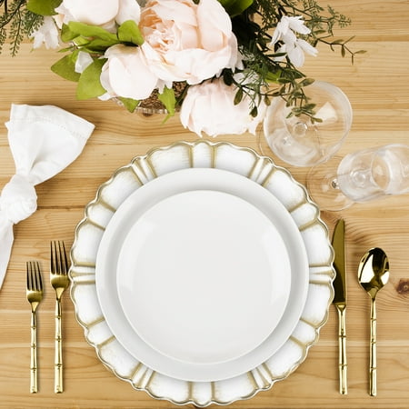 charger plates wholesale plastic acrylic scallop koyal gold bulk finish antique
