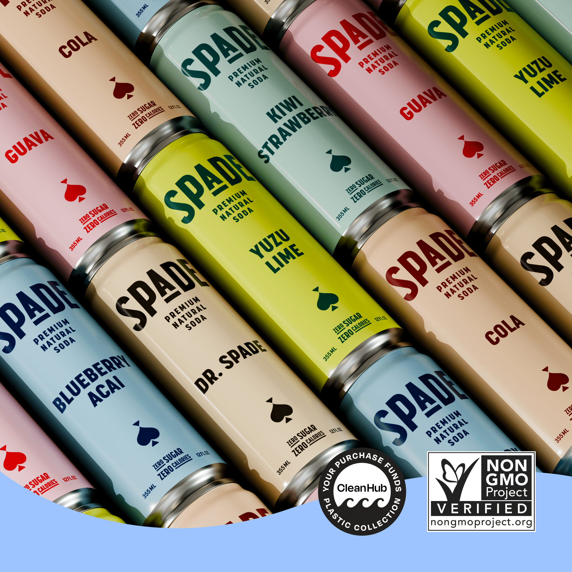 Spade Premium Natural Soda – Zero Sugar Blueberry Acai (12 Pack, 12 oz Cans)