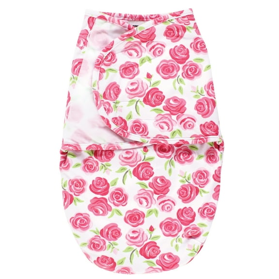Hudson Baby Girls Plush Faux Fur Swaddle Wrap, Pink Roses, 0-3 Months
