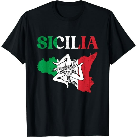 Sicilia Flag Sicily Palermo Italy T-Shirt mens t shirt，black，women，funny，misfits，men，journey，t-shirt