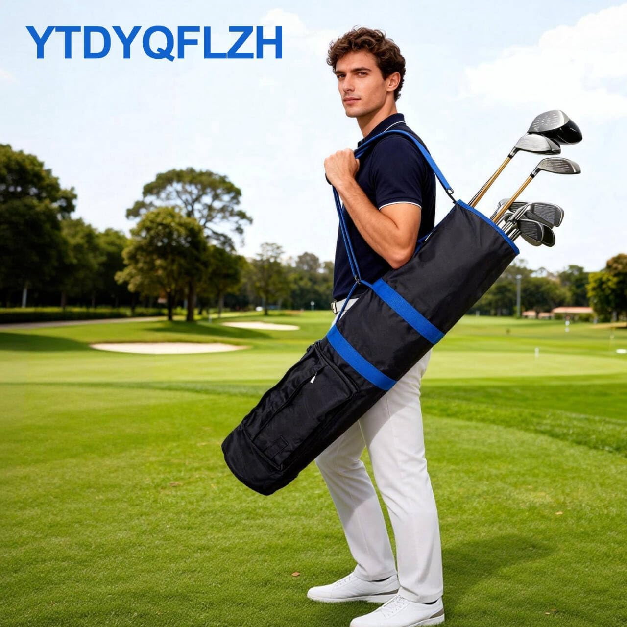 YXMEIGUO Small Golf Bag, Portable Golfer Travel Bag, Lightweight Golf Bag with Adjustable Strap, Sunday Golf Bags for Men and Women, Black
