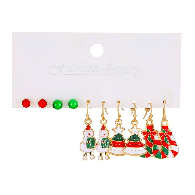 Xihbxyly Juego de Aretes Navideños, Diseño de Papá Noel y Árbol de Navidad, Estilo Goteante, Hermosa Joyería Navideña, Regalo Perfecto para Mujeres, Ideal para Fiestas Navideñas, Material de Aleación