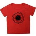 thumbnail image 4 of Polo Shirts for Girls 10-12 Kids Boys Girls Casual Sunflower Print Crew Neck Short Sleeve TShirt Top Red, 7-8 Years, 4 of 4