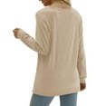 thumbnail image 4 of HAiming Women's V Neck Tops 2025 Trendy Solid Long Sleeve Pleated Tunic Shirts Fall Casual Loose Pullover Blouse, 4 of 9