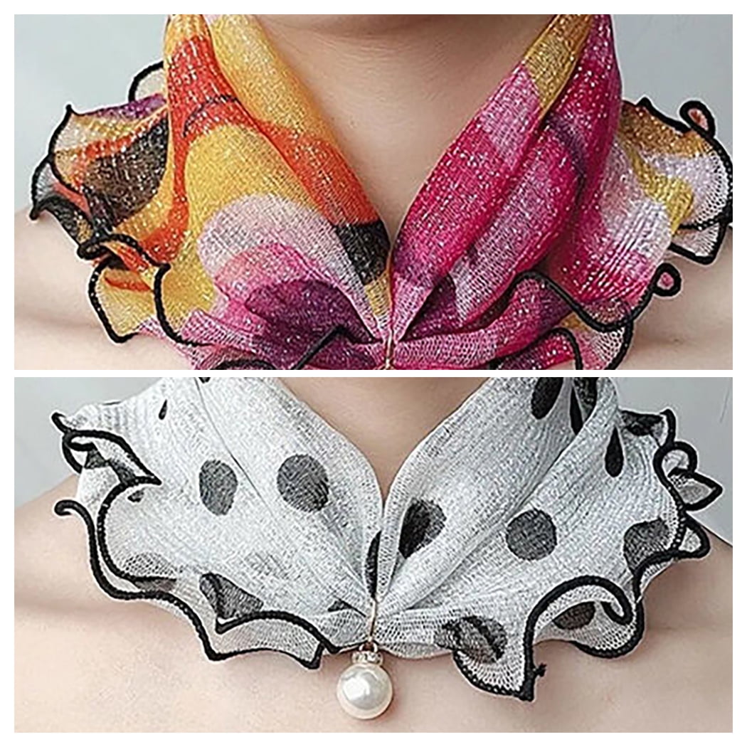 Coxeer Women Neck Scarves Thin 2pcs Faux Pearl Soft Decorative Head Wraps Circle Scarf, Adult Unisex, Size: One Size
