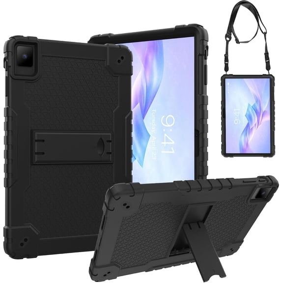 Worcoiy for TCL TAB 10 NXTPAPER 5G 10.4 Inch Tablet case, Hybrid Shockproof Silicone Gel Protective Cover with Kickstand for TCL TAB 10 NXTPAPER 5G 10.4 Inch 2025 (9199S) (Black)