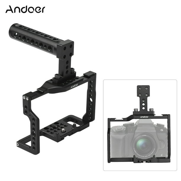 kroon servet universiteitsstudent Andoer G85 Aluminum Alloy Camera Cage + Top Handle Kit with Many 1/4" and  3/8" Mounting Holes 2 Cold Shoe Socket for Panasonic G85/G80 Camera to  Mount Microphone Monitor Video Light Tripod -