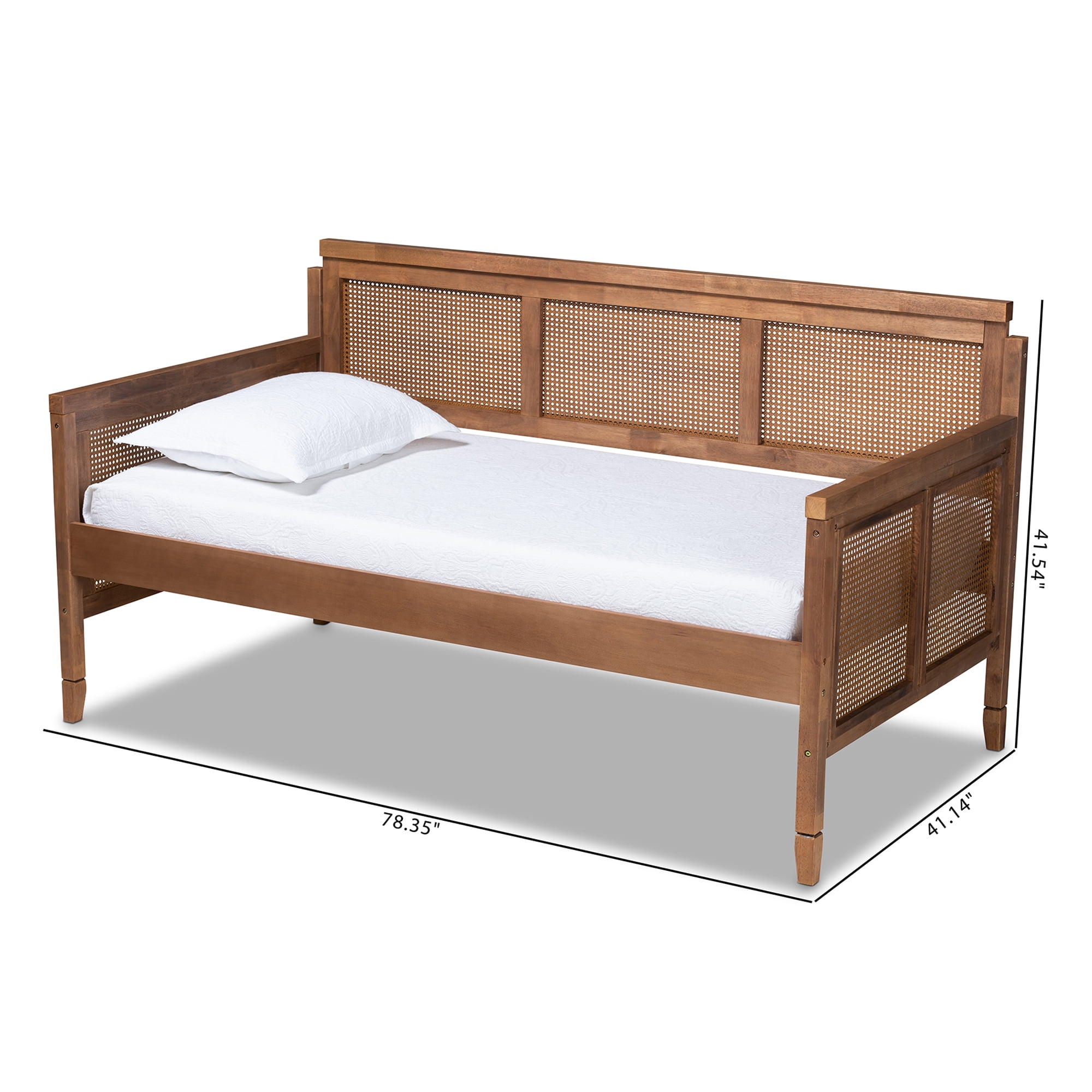 Baxton Studio Vintage French Inspired Synthetic Rattan Spade Feet Twin Daybed Ash Walnut