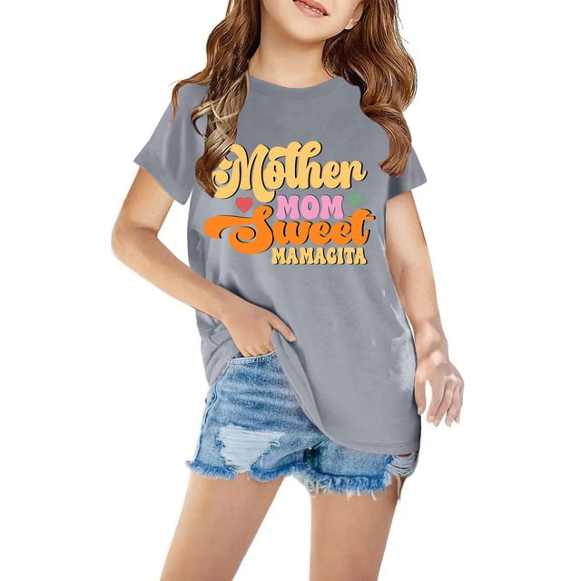 LSLJS Chemises pour Enfants T-Shirt Graphique à Manches Courtes Col Rond Crop Top pour Filles et Garçons de 3 à 14 Ans T-Shirt Tee, Chemises pour Filles Vêtements d'Été