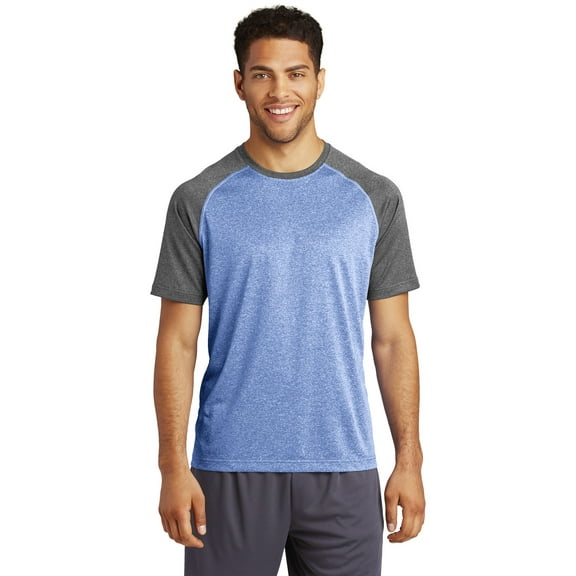 Sport Tek Adult Male Men heathered Short Sleeves T-Shirt Tr Royal He/GH X-Small