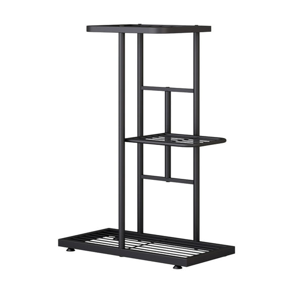 3 Tier Iron Plants Stand Multi Layer Concise Planter Holders Flower Display Stands Plants Rack Space Saving For Home Living Room Garden Office Dark Grey Metal W-136 Dark Grey