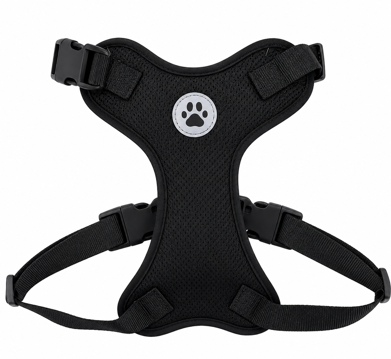 Vibrant Life Reflective Mesh Adjustable Dog Harness, Black, Small photo 1