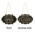 thumbnail image 2 of Letrero de abierta de doble cara, letrero de negocios reversible cretivo de colgador de puerta letras doradas negras Zulema rótulo comercial, 2 of 8