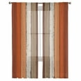 thumbnail image 3 of Burnt Orange Sheer Curtains 63 Inches Length 2 Panels Set, Window Sheer Curtains for Living Room/Bedroom, Farmhouse Wood Grain Brown Vertical Striped Light Filter Rod Pocket Curtain 52'' x 63'' x 2, 3 of 7