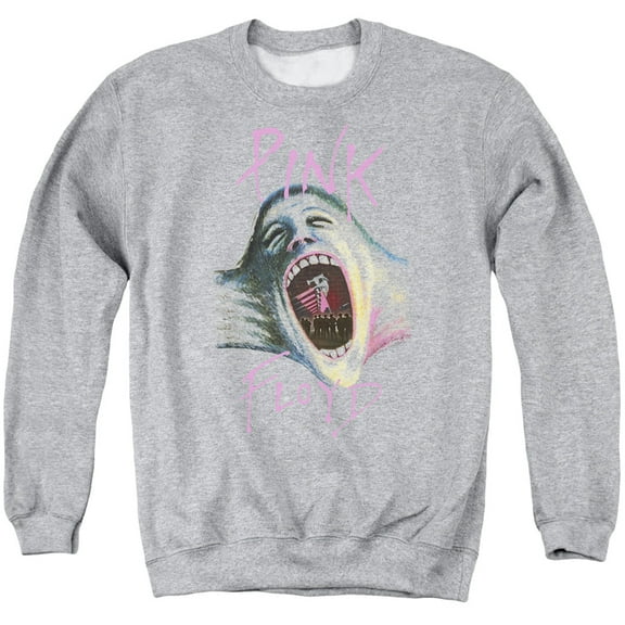 Pink Floyd Mouth The Wall Adult Crewneck Sweatshirt Athletic Heather