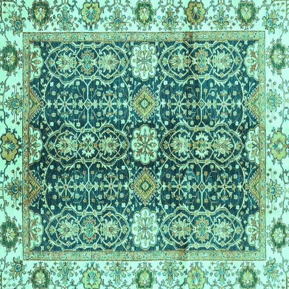 Ahgly Company Indoor Square Abstract Turquoise Blue Modern Area Rugs, 7' Square