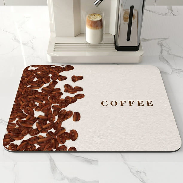 Coolmade Coffee Mat Hide Stain Rubber Backed Absorbent Dish Drying Mat