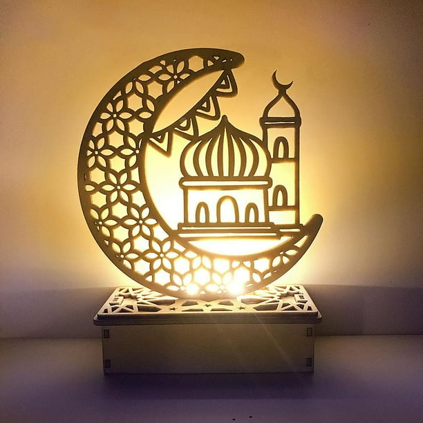 Eid Mubarak Night Light, Ramadan LED Mubarak Lights mpara visual 3D Islam musulmán Decoración de mpara de Eid Mubarak mparas de Palacio BLESIY Luces de la luna