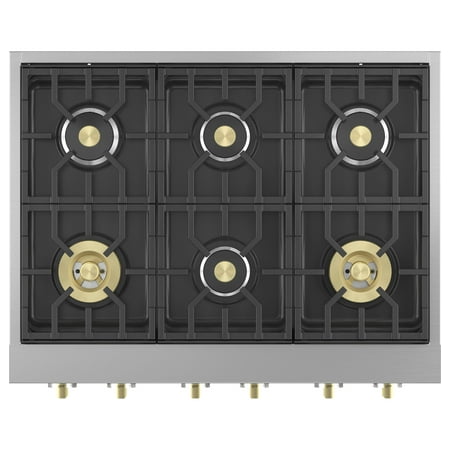 Monogram - 36" Built-In Gas Cooktop with 6 Burners - Stainless steel