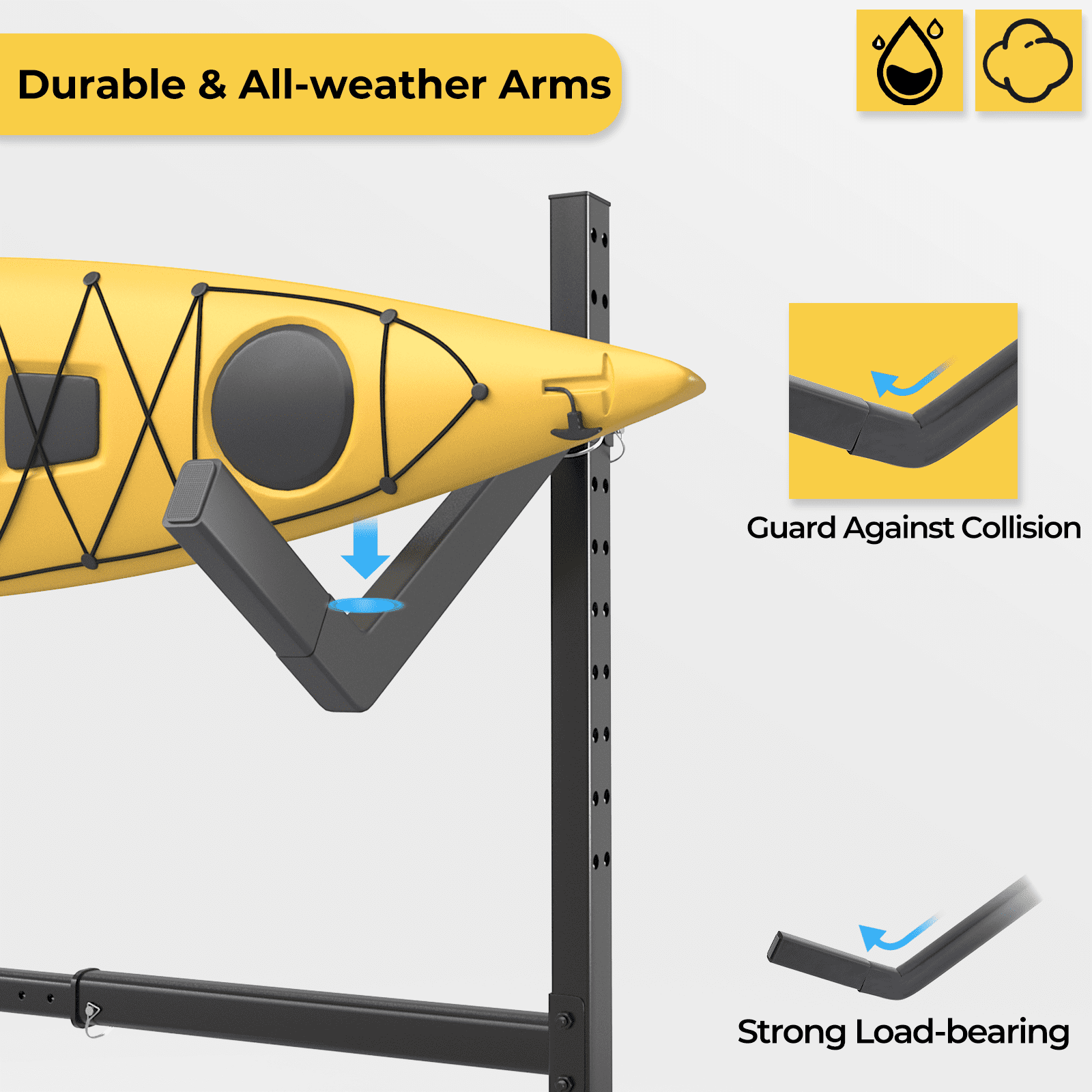 Dovov Freestanding Kayak Storage Rack with Wheels, Indoor Outdoor Adjustable Kayak Rack Heavy Duty Kayak Stand Rolling Canoe Stand, Holds 1 Kayaks, 1 Level