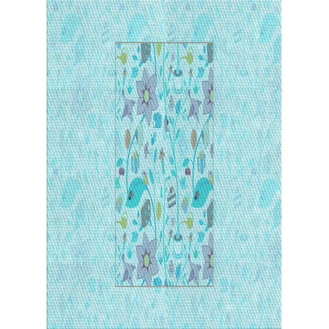 Ahgly Company Tapis d'Intérieur Lavables à la Machine Rectangle Transition Bleu Diamant Bleu, 2' x 4'