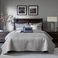 thumbnail image 4 of 6 Piece Reversible Jacquard Quilt Set with Throw Pillows Navy King/Cal King, 4 of 21