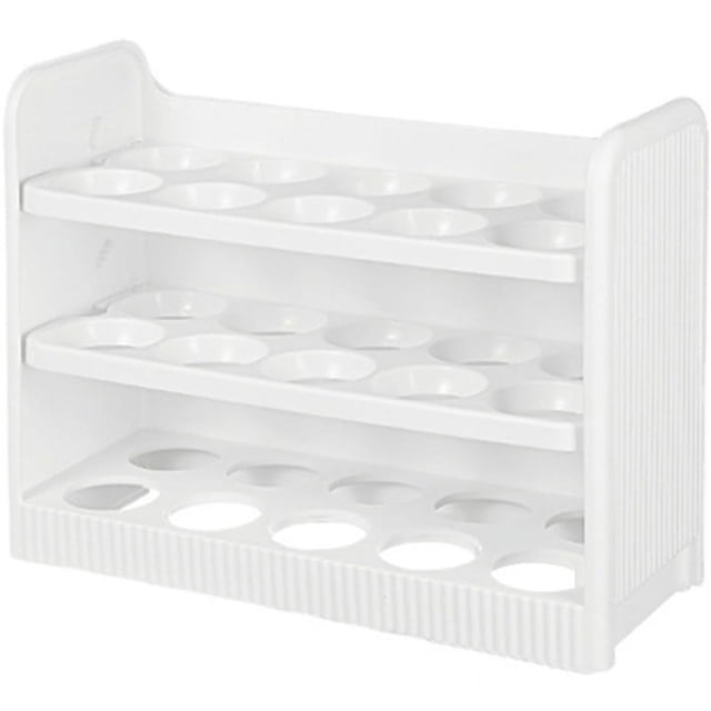 Huevera para puerta de frigorífico, bandeja para huevos abatible de 3 capas, contenedor para huevos para frigorífico (blanco)