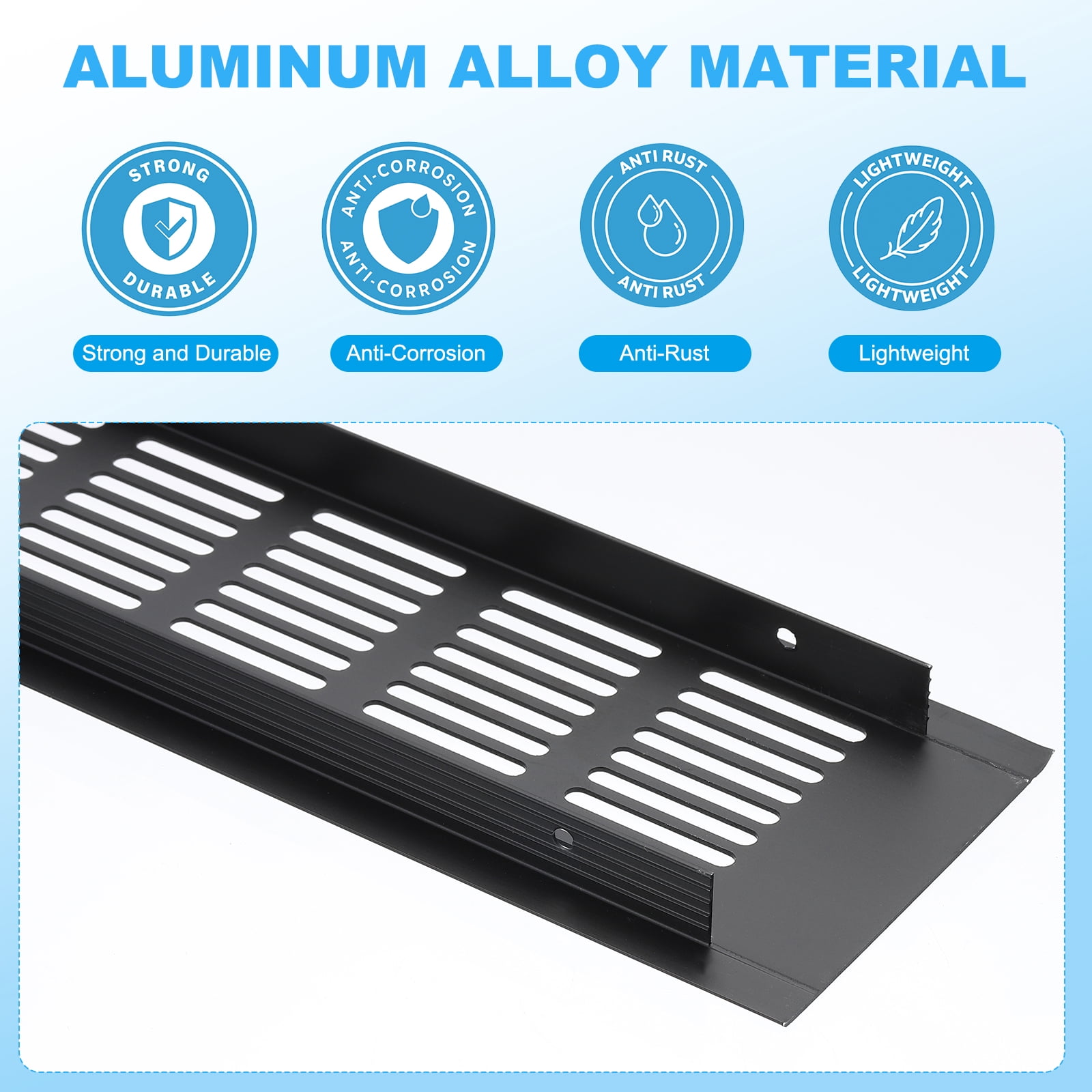 Uxcell 12"x3.2" Rectangle Air Vent Cover 3pcs Door Grille Ventilation Cover Louvered with Screws for Cabinet Black