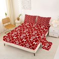 thumbnail image 2 of jejeloiu Retro Bow Queen Sheets For Men Women,Vintage Print Queen Sheet Sets,Red White,4-Piece,1 Flat Sheet, 1 Fitted Sheet and 2 Pillowcases, 2 of 6
