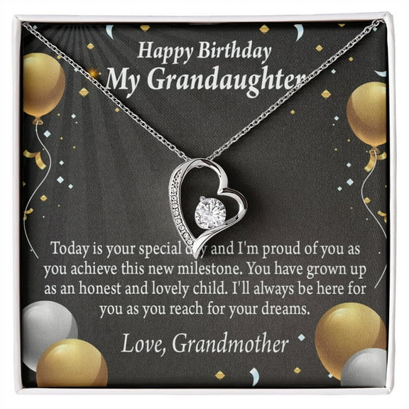 To My Granddaughter Proud of You Birthday Message From Grandma Forever Necklace w Message Card