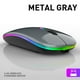 thumbnail image 5 of [Versión básica luminosa de modo único] Ratón inalámbrico recargable ultrafino gris mate Bluetooth 5.0 de modo dual teléfono móvil ratón de computadora tableta silenciosa, 5 of 8