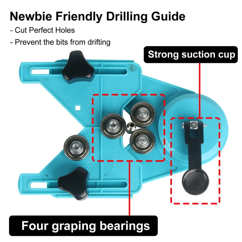 15-Pc Diamond Hole Saw Kit with Drill Guide, 6-50mm Tile & Glass Drill Bit Set for Porcelain & Marble