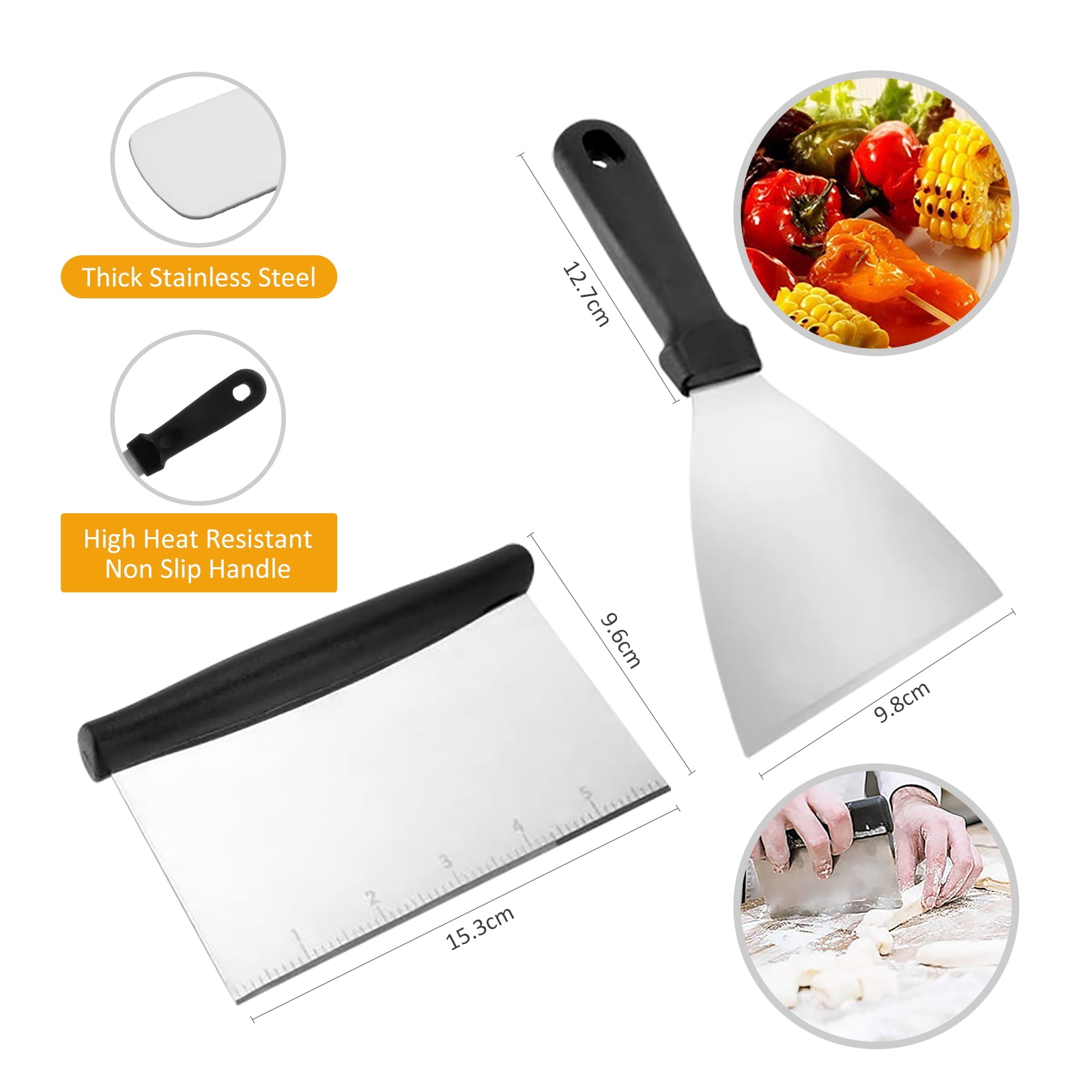 Hosaud BBQ Grill Tool Set, Stainless Steel Grip Barbecue Accessories for Outdoor Camping, Flat Top Griddle Accessories Kit with Spatula, Basting Cover, Scraper, Bottle, Tongs, Egg Rings & Carry Bag - 1