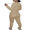 thumbnail image 3 of Women Hooded Tops Trousers Pocket Drawstring Elastic Waist Set, 3 of 7