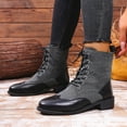 thumbnail image 2 of Birdeem Bottes d'Hiver pour Femmes, Talon Moyen Lacets Patchwork en Denim Mode Décontractée, 2 of 9