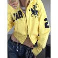 thumbnail image 2 of Silver Basic Retro Personalized Embroidered Hooded Zipper Hoodie College Style Coat S,Yellow-1, 2 of 2