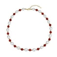 thumbnail image 2 of Gold Over Sterling Silver with Natural Red Coral, Pearl and Silver Beads Beaded Necklace, 2 of 3