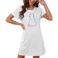 thumbnail image 4 of Aobny for Gift Nightgowns for Women's Thin Cat-Print White Sleep Dresses Crew Neck Short Sleeve Teens Pajamas Comfy, 4 of 5