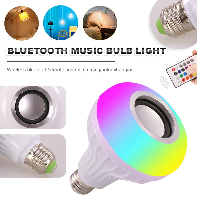 Wireless Bluetooth LED Light Speaker Bulb RGB Remote Control Music Playing Lamp 