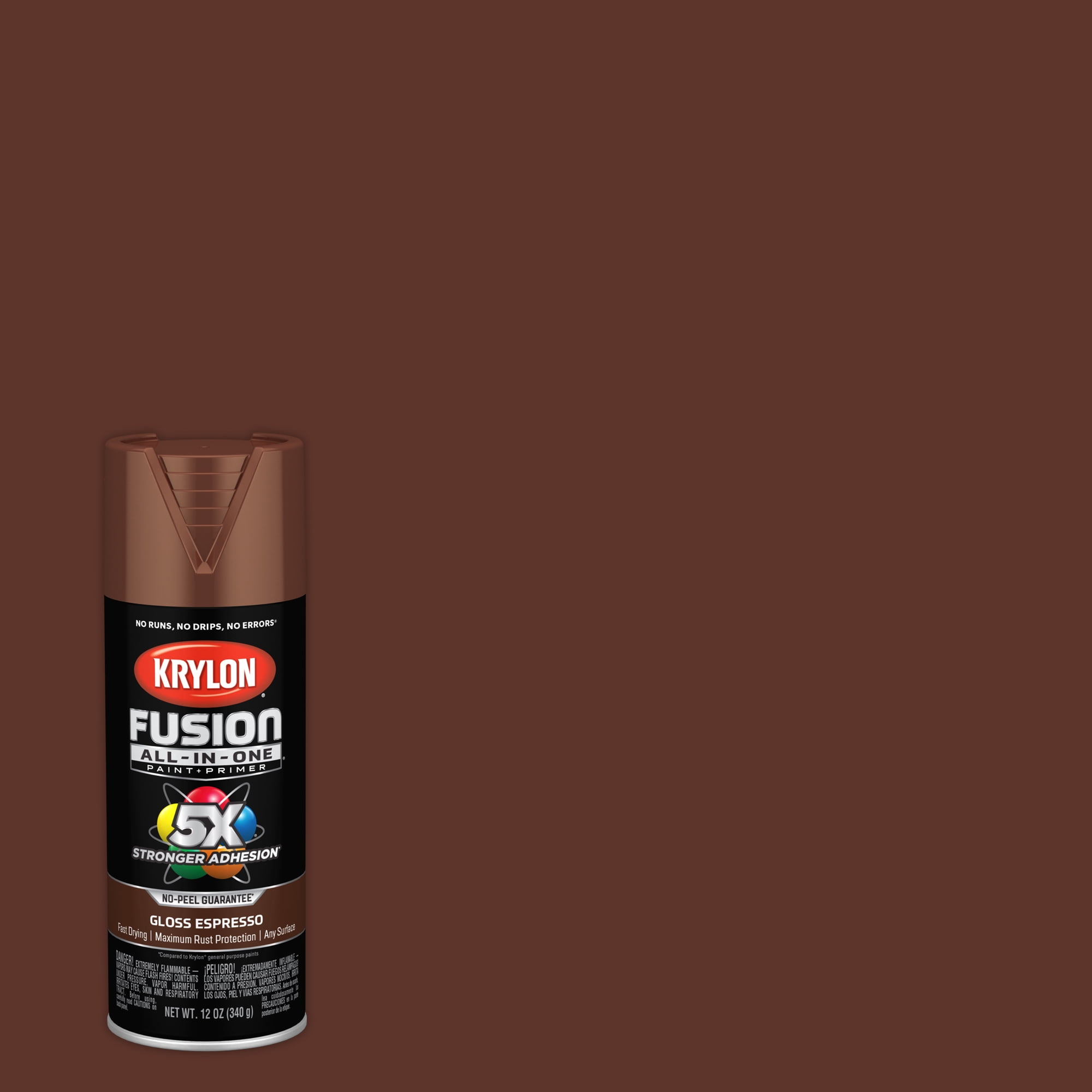 Krylon Fusion All-In-One Spray Paint, Gloss, Espresso, 12 oz.