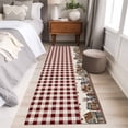 thumbnail image 4 of 2'x6' Rug Runners for Hallways Kitchen, Farmhouse Non Slip Entryway Beside Floor Carpet Runner, American Country Star Barn Red Brown Plaid Berry Laundry Room Bedroom Throw Rugs Mat for Family Pet, 4 of 8