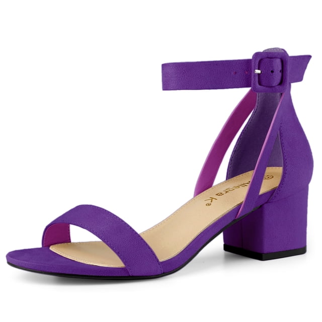 Sandalias de tacón Bajo Allegra K con correa de tobillo para Mujer Morado 37