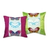 Pack of 4 Princess Garden Fuscia and Chartreuse Butterfly Pillow 15"
