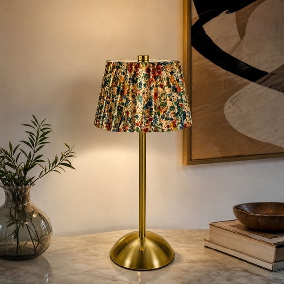 Miwamany Vintage Cordless Table Lamp, Rechargeable Battery Operated Lamp with 3 Color Temperatures Stepless Dimming, Floral Bedside Nightstand Lamp for Bedroom, Living Room, Coffee Table, Bookshelf