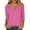 Hot Pink, variant on Vivianyo HD Women's V Neck 3/4 Sleeve Linen Blend Top, Loose Fit Drop Shoulder Casual Blouse, Women's Hot Pink, Sizes S-5XL