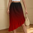 thumbnail image 5 of Kaemgyyd Skirts for Women Summer Gradient Ruffle Hem Flowy Midi Skirt Trendy Elastic Waist Asymmetric Skirt Vacation Beachwear, 5 of 7