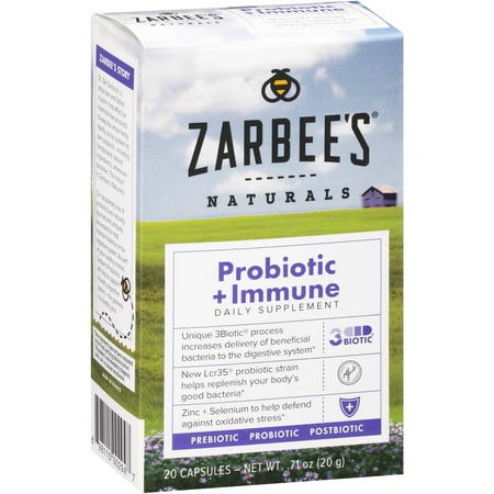 Zarbee's Naturals Probiotic + Immune Daily Supplement Capsules, 20 count