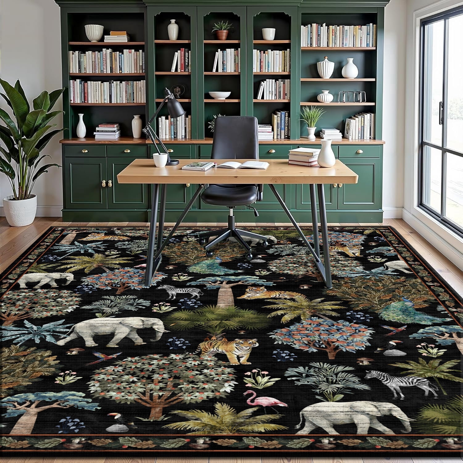 Outdoor Rugs 8x10, Yamaziot Tropical Patio Rug Area Rugs for Living Room Faux Jute Rug, Jungle Animal Print Bedroom Accent Carpet Indoor Outdoor Rugs