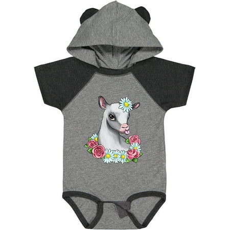 

Inktastic Cute Goat with Roses and Daisies Gift Baby Boy or Baby Girl Bodysuit