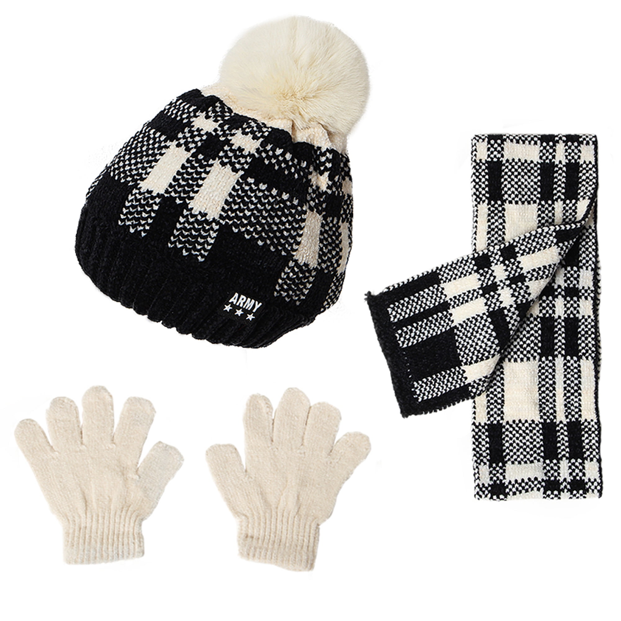 accsa Kids Unisex Winter Warm Girls & Boy Knit Touch Screen Stretchy Magic Gloves 3 Pack Set